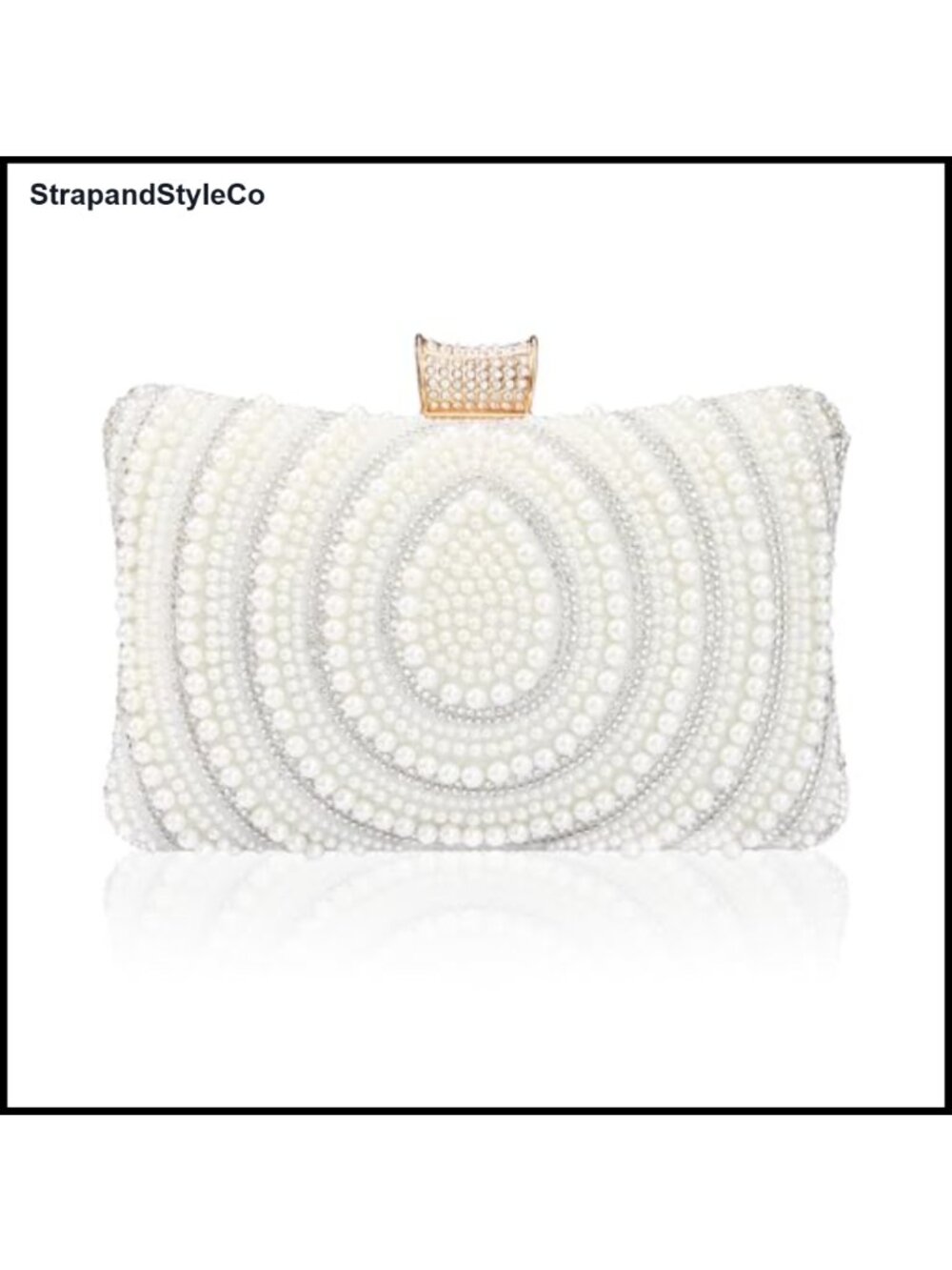 Pearl Beaded Evening Clutch with Chain Satin Rhinestone Wedding Bag
